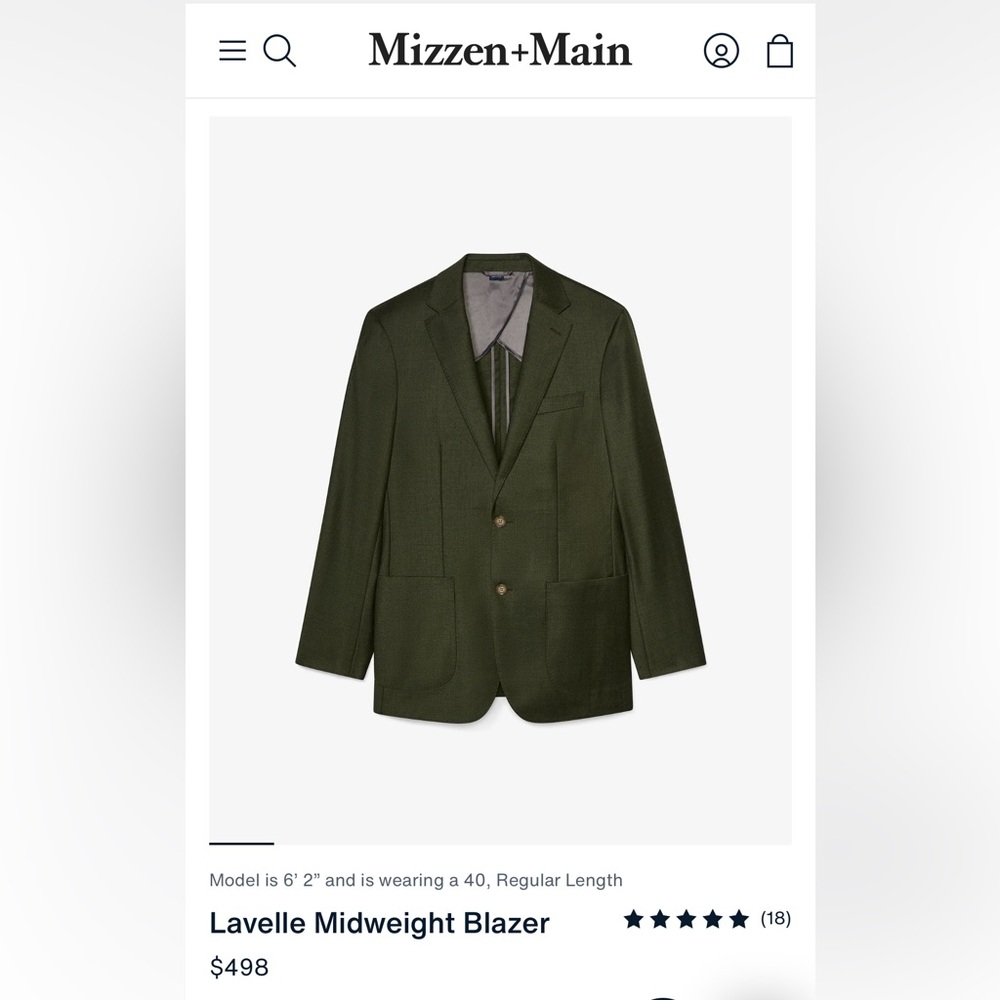 Mizzen + Main Dark Olive Heather Blazer